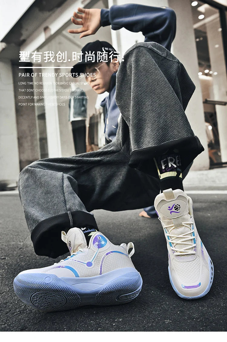 Nouvelles chaussures de basket-ball montantes chaussures de sport confortables et respirantes pour hommes et femmes athlètes d'entraînement chaussures d'étudiant décontractées