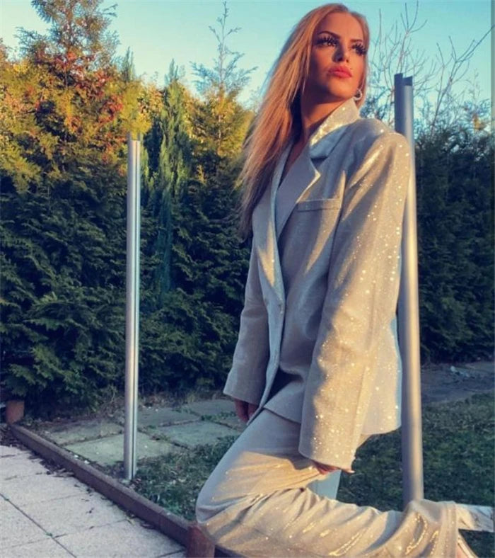 Women's Suiting  Pants Set Faionable Workwear Ensemble Spring  Collection 3% - 50% Conent Content