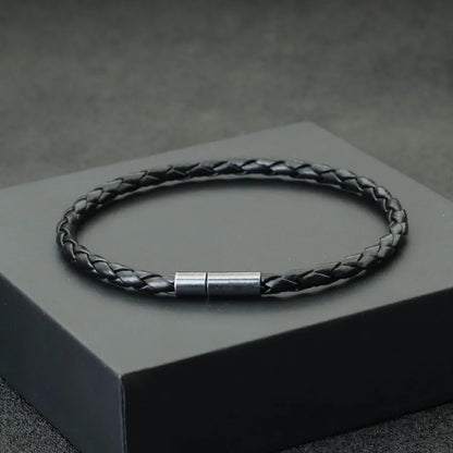 Minimalist PU Leather Rope Bracelet Men Handmade Weaven Detachable Wrap Chain Braslet Leisure Outdoor Cycling Charm Homme Joias