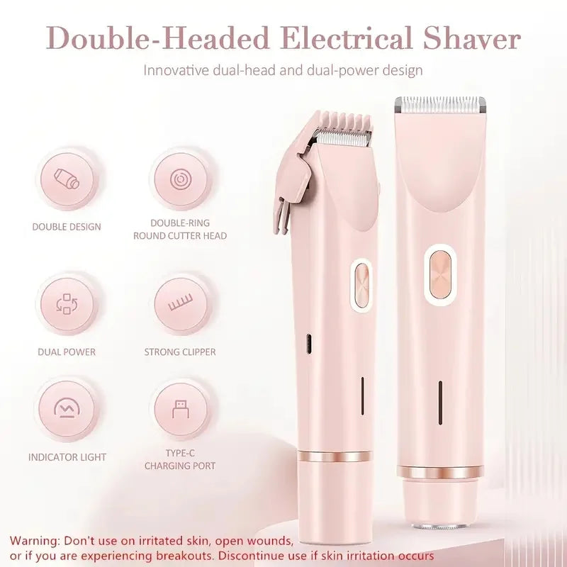 Rasoir électrique 2 en 1 à double tête pour femme, tondeuse à cheveux électrique pour femme, tondeuse électrique pour femme, cadeau idéal du nouvel an - DOGOMET DIGITAL PLUS