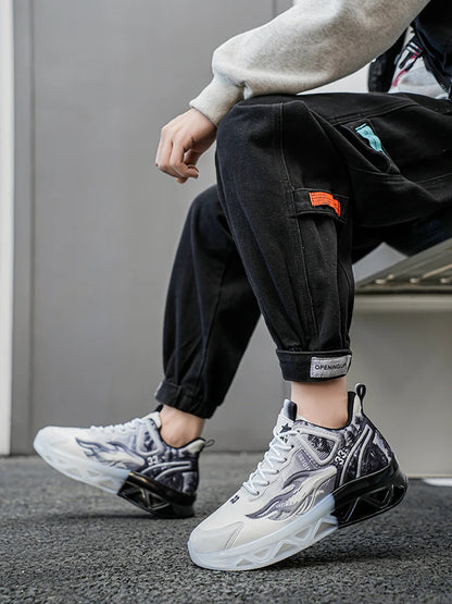 Chaussures de basket-ball à la mode et tendance pour hommes, avec une forte capacité de saut, chaussures de sport décontractées antidérapantes et résistantes à l'usure