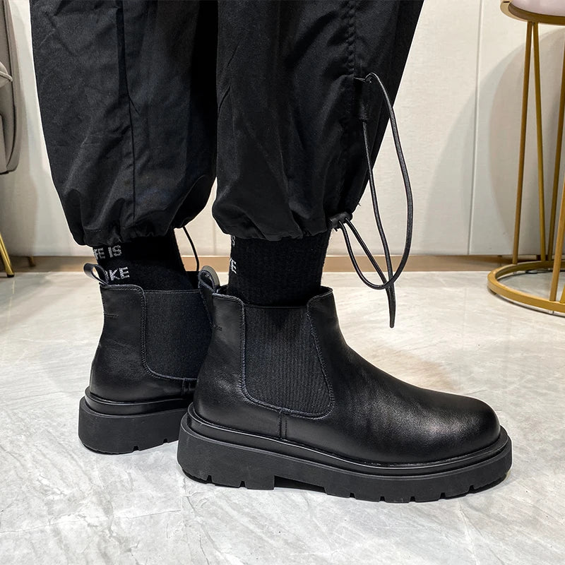 StephanBoots-Chaussures à plateforme noires pour hommes, Bottes de rinçage à la mode, Slip on, Nouveau, Automne, Hiver, 2022 - DOGOMET DIGITAL PLUS