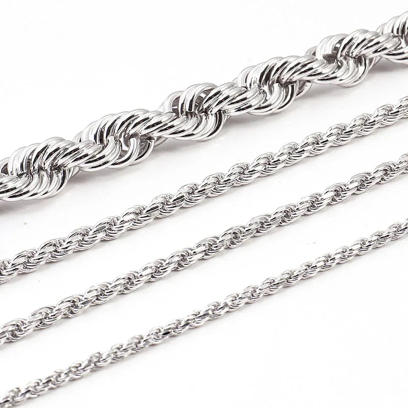 Provence S925 Man's Rope Chain Twisted Chain for Women 18/20/22/24 Inch Sterling Silver Necklace for Man Mini Choker Necklace