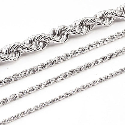 Provence S925 Man's Rope Chain Twisted Chain for Women 18/20/22/24 Inch Sterling Silver Necklace for Man Mini Choker Necklace