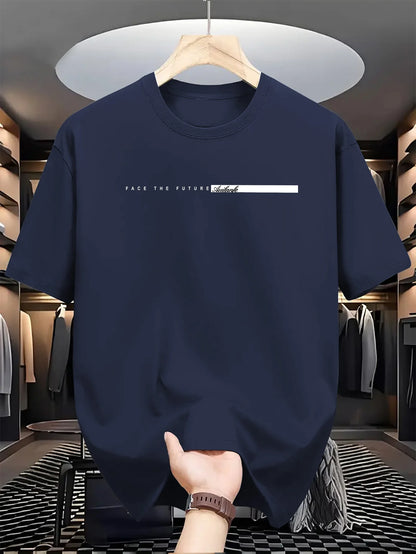 T-shirt à Manches Courtes et Col Rond pour Homme, Haut Décontracté, Coupe Ample, Grande Lettre Imprimée, Style High Street, Unisexe, Été, 100% Coton