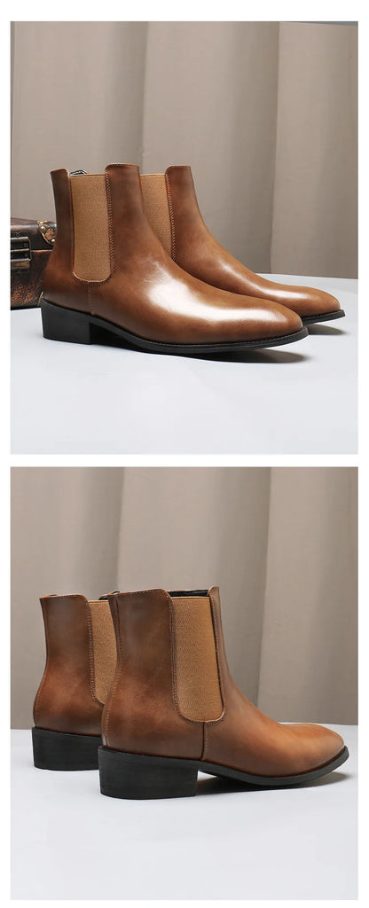 StephanBoots-Bottes courtes en cuir pour hommes, bottes de rinçage, chaussures décontractées montantes