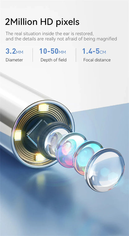 Caméra auriculaire visuelle Endoscope sans fil, écran IPS 1.38 pouces, outils de nettoyage de cire auriculaire, caméras HD 1080P, prise de photo, vidéo, Inspection auditive