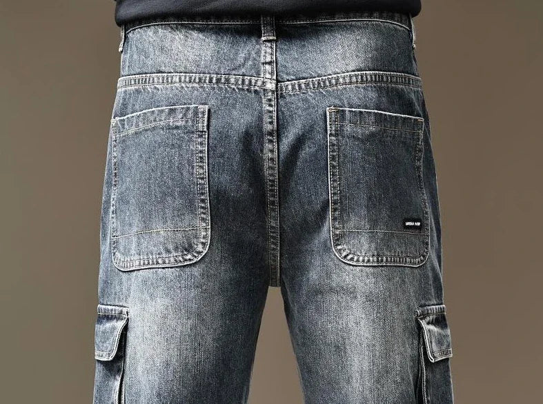 Jean pour hommes pantalon de cowboy droit avec poches pantalon Cargo esthétique régulière nouveau en empilé mode coréenne tendance 2025