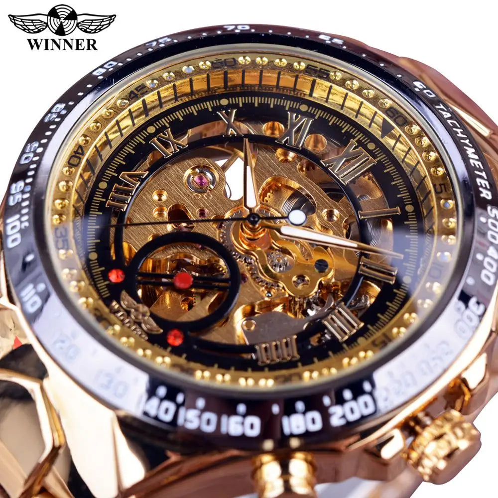Gagnant mécanique Sport Design lunette Montre de mode hommes montres haut de gamme de luxe Montre Homme horloge hommes automatique Montre squelette