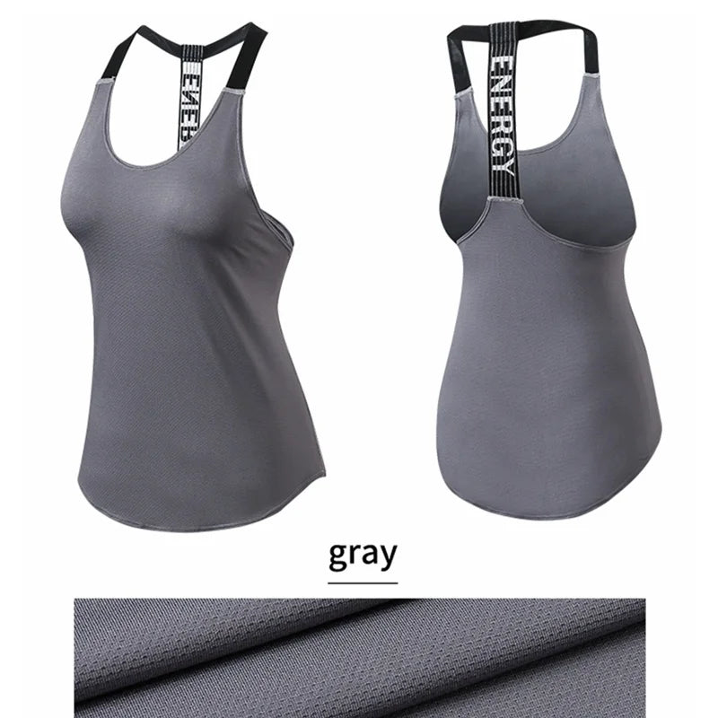 Women Sports Tops Black Sleeveless Yoga Top Women Fitness Shirt Gym Vest Running Sports Tops Letter Backless Shirt