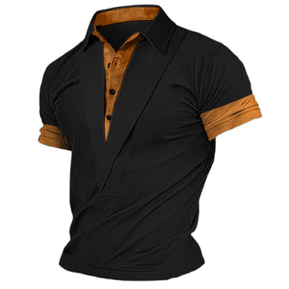 Men's Short - Sleeve T - Shirt for Summer, Retro Henley Neckline Design,  Loose Breathable Versatile Top for Sports and Leisure