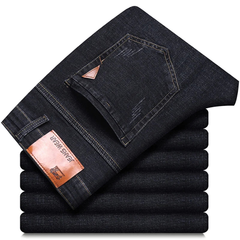 Hommes doux droit Denim pantalon 2025 automne classique affaires noir Biker jean salopette Masculino Pantalone Hombre Mannen Homme