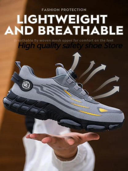 Men's Safety Work Shoes Anti-Tailor Wear-Resistant Steel Toe Boots Durable Sports Footwear for Construction Industry Workers