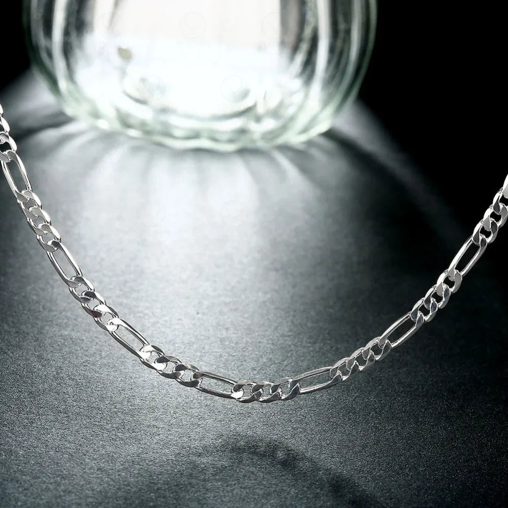 40-75cm 925 Silver 4mm Figaro Chain Necklace For Women Men Long Necklace Hip Hop Jewelry Gift - DOGOMET DIGITAL PLUS