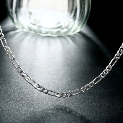 40-75cm 925 Silver 4mm Figaro Chain Necklace For Women Men Long Necklace Hip Hop Jewelry Gift - DOGOMET DIGITAL PLUS