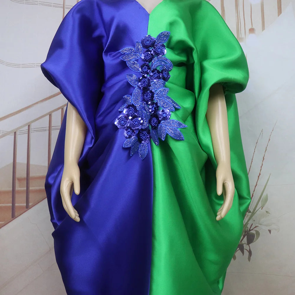 Mode boubou africain femme couleur bloquant robe africaine broderie décoration afrique vêtements