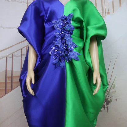 Mode boubou africain femme couleur bloquant robe africaine broderie décoration afrique vêtements