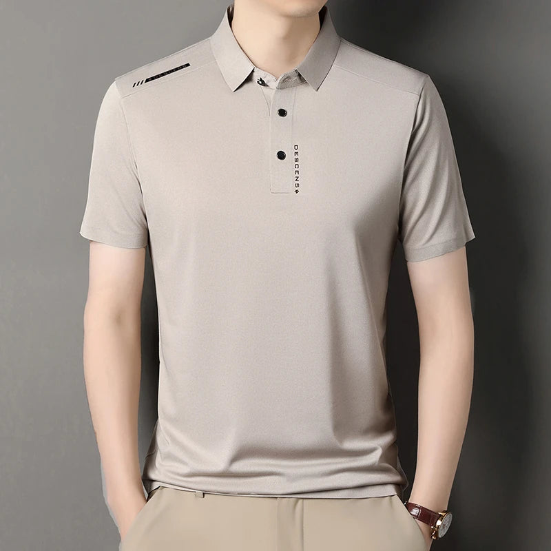 2025 New Men's Casual Fashion Printed Short Sleeve Polo Shirt Anti Wrinkle Breathable Comfortable Summer Versatile T-shirt
