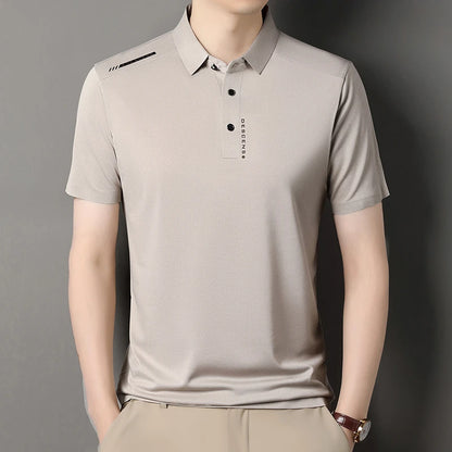 2025 New Men's Casual Fashion Printed Short Sleeve Polo Shirt Anti Wrinkle Breathable Comfortable Summer Versatile T-shirt