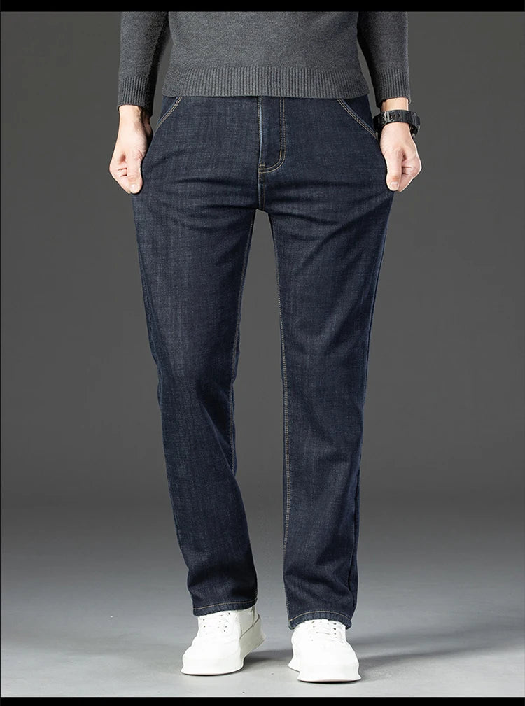 28-40 grande taille hiver hommes en peluche épais polaire pantalon laine d'agneau thermique jean pantalons décontractés coupe-vent chaud coton Denim pantalon