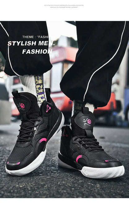 Nouvelles chaussures de basket-ball montantes chaussures de sport confortables et respirantes pour hommes et femmes athlètes d'entraînement chaussures d'étudiant décontractées