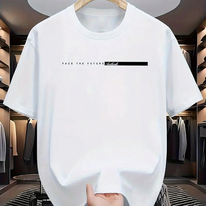 T-shirt à Manches Courtes et Col Rond pour Homme, Haut Décontracté, Coupe Ample, Grande Lettre Imprimée, Style High Street, Unisexe, Été, 100% Coton