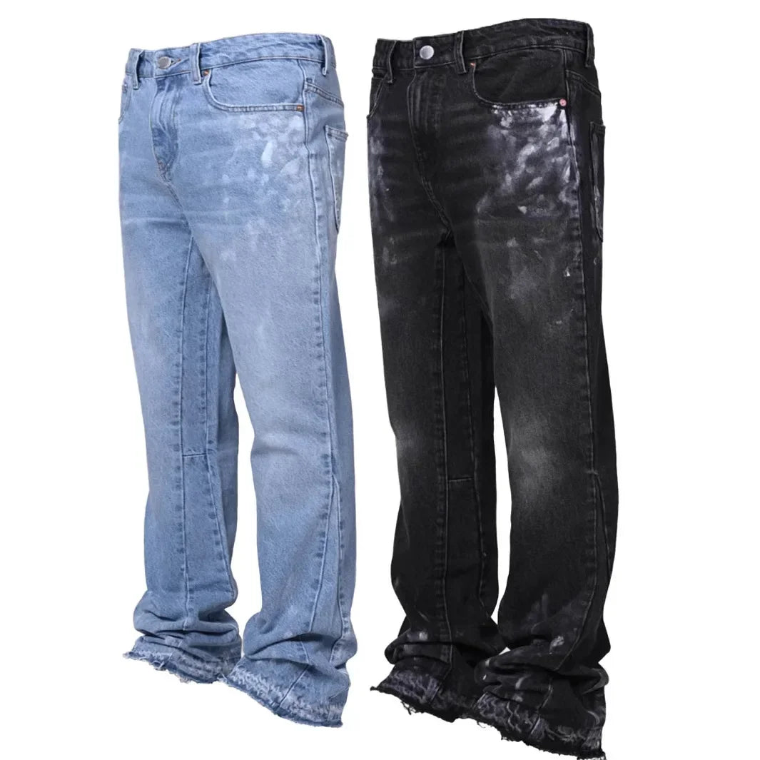 Jean homme Vintage pantalon droit taille moyenne Stretch en détresse lavé poches bouton basiques pantalon 2025 Streetwear Denims