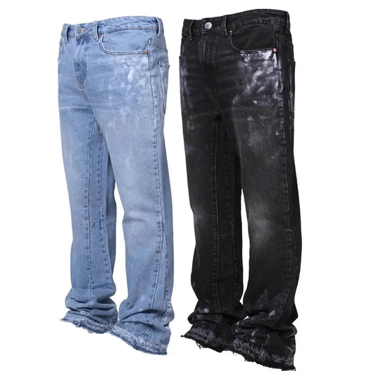 Jean homme Vintage pantalon droit taille moyenne Stretch en détresse lavé poches bouton basiques pantalon 2025 Streetwear Denims