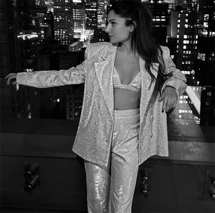 Women's Suiting  Pants Set Faionable Workwear Ensemble Spring  Collection 3% - 50% Conent Content