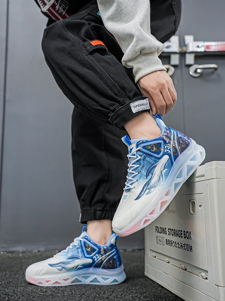 Chaussures de basket-ball à la mode et tendance pour hommes, avec une forte capacité de saut, chaussures de sport décontractées antidérapantes et résistantes à l'usure