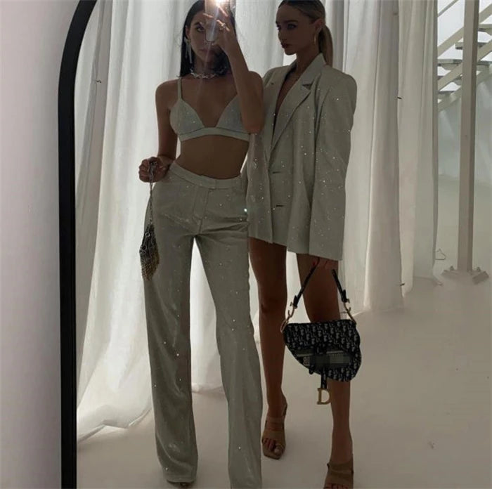 Women's Suiting  Pants Set Faionable Workwear Ensemble Spring  Collection 3% - 50% Conent Content