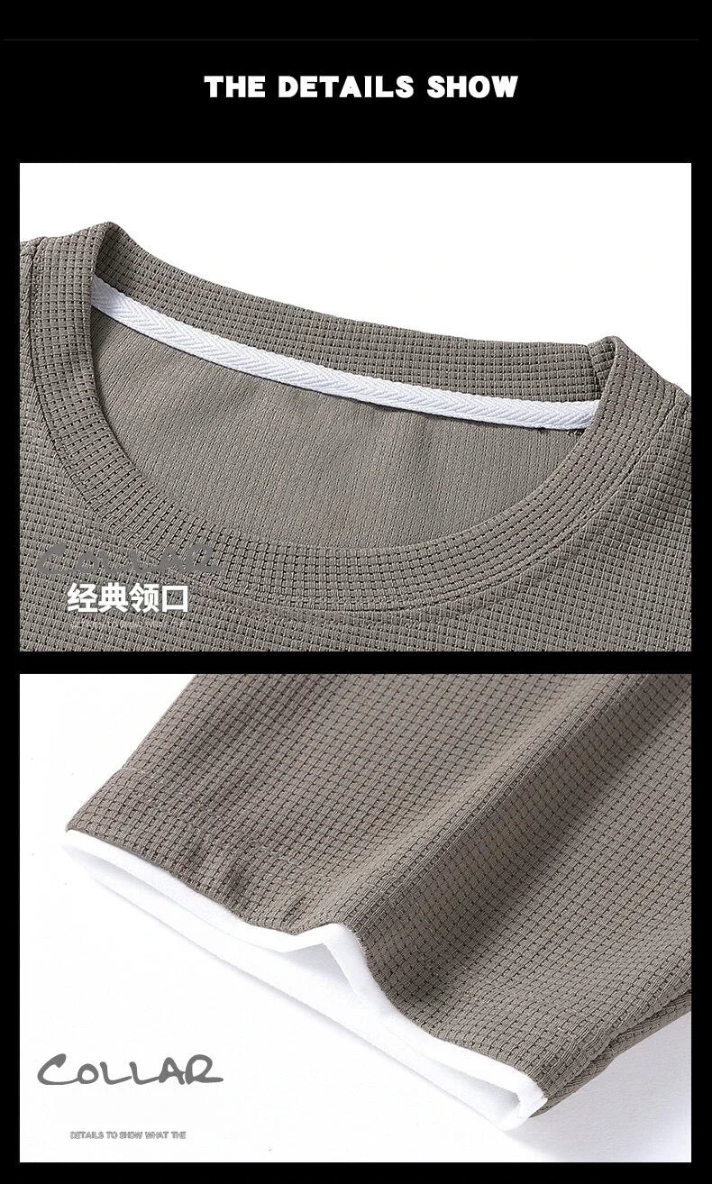 A 2025 new summer outdoor short-sleeved round-neck T-shirt and breathable shorts two-piece fashionable sporty casual suit - DOGOMET DIGITAL PLUS