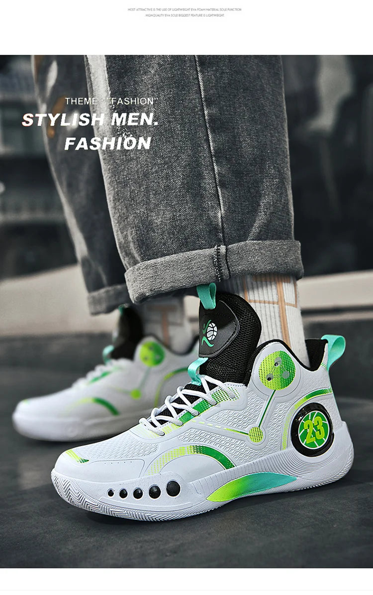 Nouvelles chaussures de basket-ball montantes chaussures de sport confortables et respirantes pour hommes et femmes athlètes d'entraînement chaussures d'étudiant décontractées