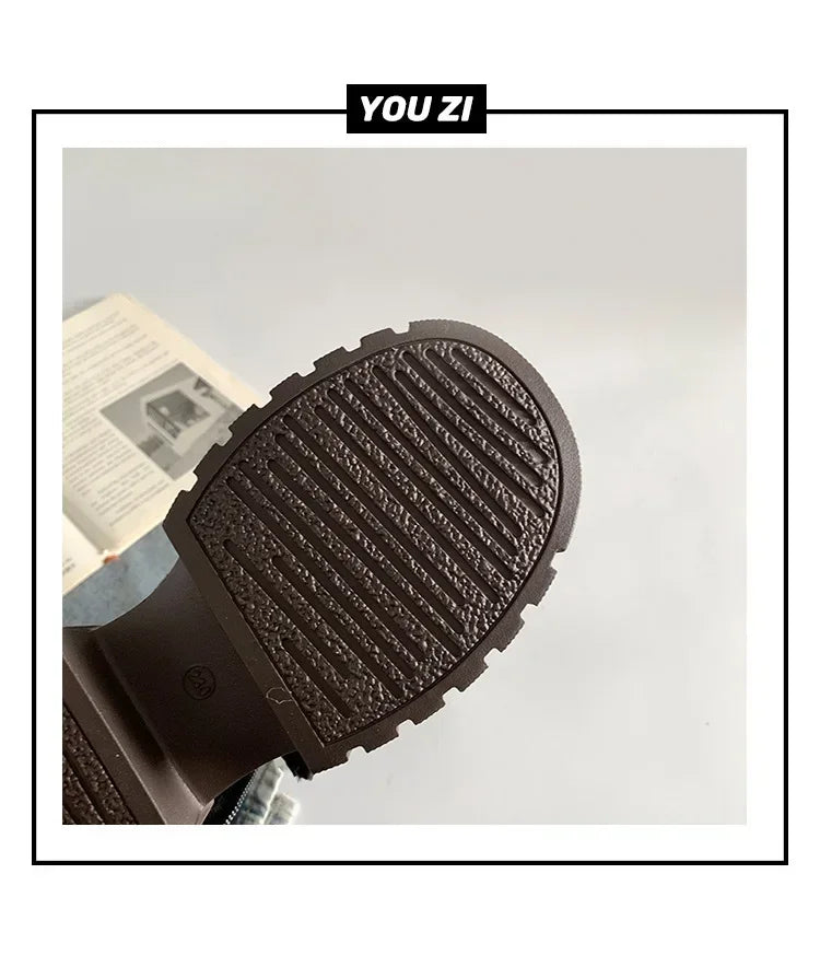 Hiver femmes Biker bottes mode ceinture boucle dames élégant plate-forme longue tuyau chaussons décontracté femmes genou haut chaussons2024 - DOGOMET DIGITAL PLUS