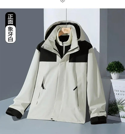 Veste d'assaut d'hiver en plein air trois en un avec polaire épaisse détachable deux pièces veste d'alpinisme imperméable pour hommes - DOGOMET DIGITAL PLUS