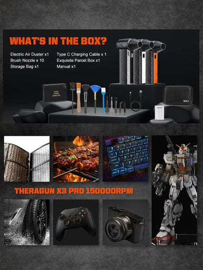 X3Pro Mini ventilateur Turbo Jet portatif, ventilateur d'air puissant 150000 tr/min, plumeau d'air comprimé pour sèche-linge de voiture/PC/maison