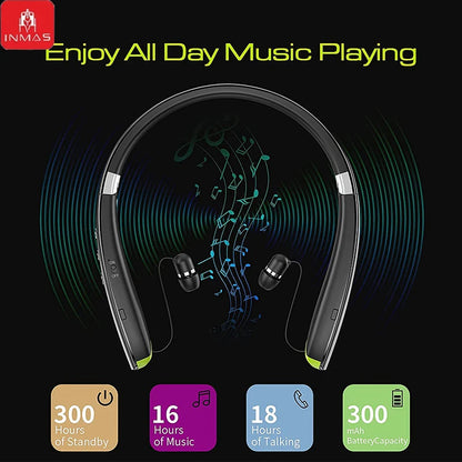 INMAS SX-991True Wireless Foldable Earbuds Bluetooth Neckband Headset Hifi Stereo Earphones Noise Cancelling Headphones With Mic - DOGOMET DIGITAL PLUS