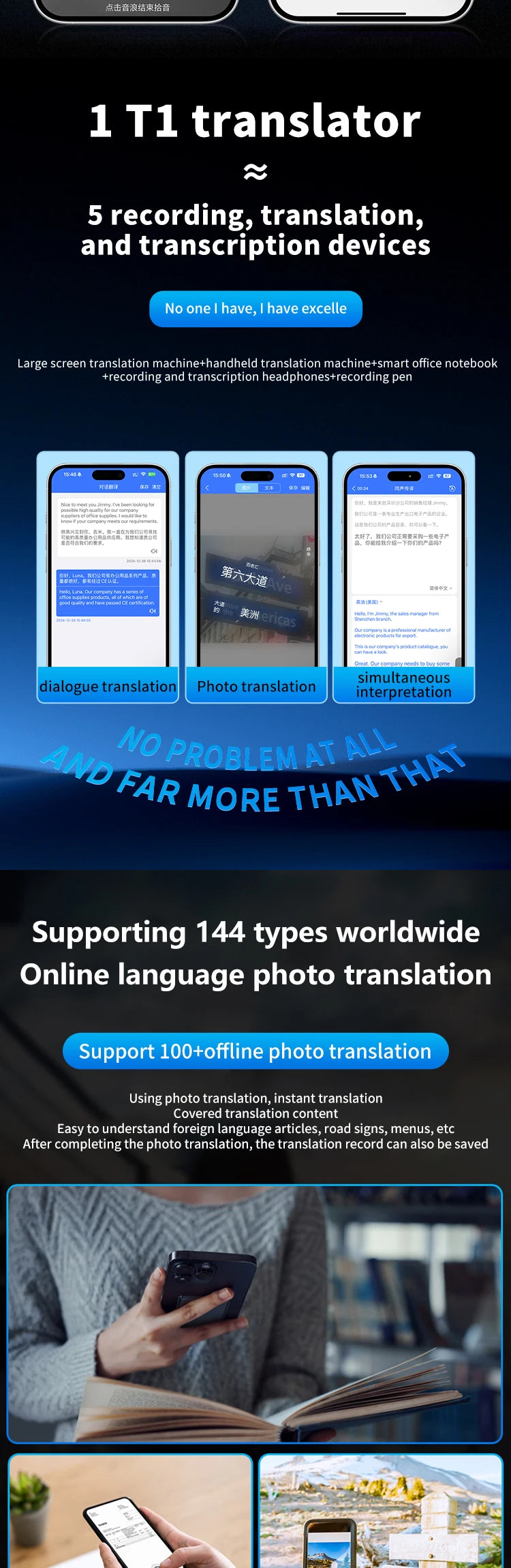 AI Instant Translator Device Magnetic Stand,144 Languages Online Translation Real-Time Photo/Video Calls for IOS Android - DOGOMET DIGITAL PLUS