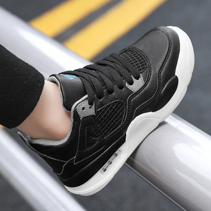 Baskets de basket-ball en cuir à lacets pour enfants, chaussures de skate plates décontractées, tennis pour enfants, qualité, mode, filles, garçons