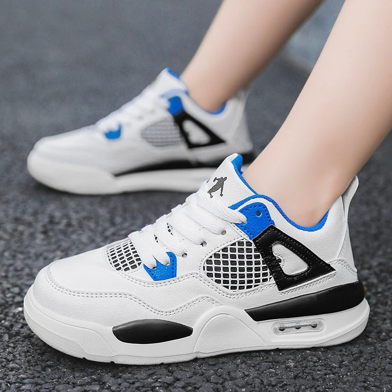 Baskets de basket-ball en cuir à lacets pour enfants, chaussures de skate plates décontractées, tennis pour enfants, qualité, mode, filles, garçons