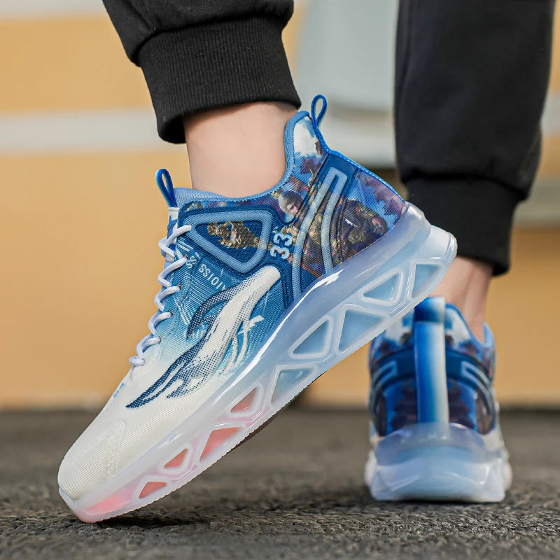 Chaussures de basket-ball à la mode et tendance pour hommes, avec une forte capacité de saut, chaussures de sport décontractées antidérapantes et résistantes à l'usure