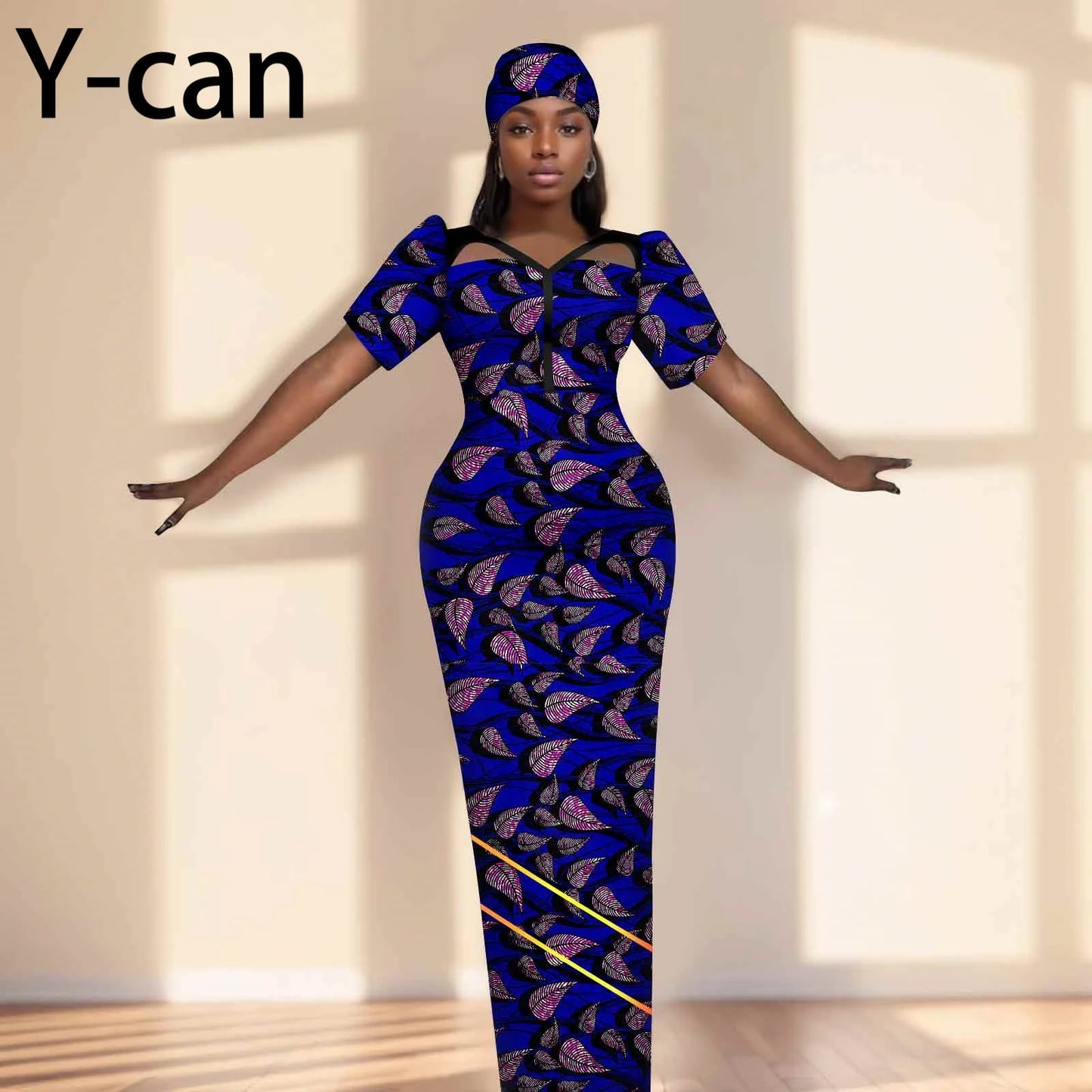 Robe de soirée robes africaines pour femmes coupe ajustée robe à manches courtes robes de soirée avec bandeau Dashiki Ankara imprimer 2525071