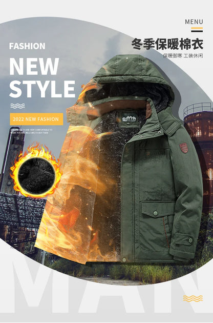 Parka Thermique Épaisse et Chaude pour Homme, Manteau Décontracté à Fermeture Éclair, avec Doublure Souriante, Coupe-Vent, Vêtement d'Extérieur, Hiver - DOGOMET DIGITAL PLUS