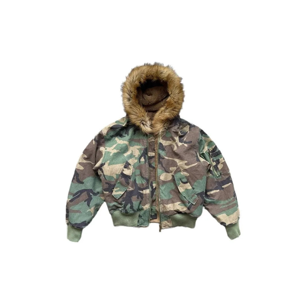 Manteau d'hiver chaud pour hommes, veste de Camouflage Double face, Parka en coton épais avec col en fourrure, Trench-Coat de Style militaire en plein air - DOGOMET DIGITAL PLUS