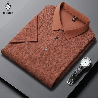 2024 Summer New Men's Business Print Short Sleeved POLO Shirt Comfortable and Cool Casual Fashion T-shirt