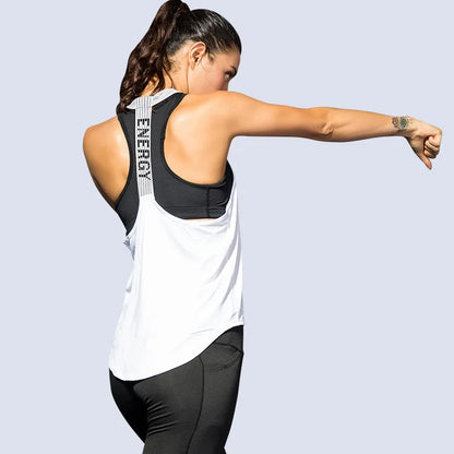 Women Sports Tops Black Sleeveless Yoga Top Women Fitness Shirt Gym Vest Running Sports Tops Letter Backless Shirt