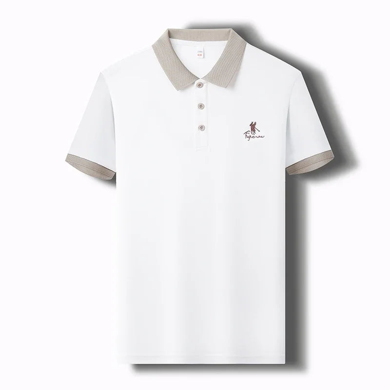 Men's Embroidered Casual Fashion Short Sleeved POLO Shirt Summer Comfortable Top