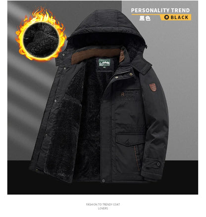 Parka Thermique Épaisse et Chaude pour Homme, Manteau Décontracté à Fermeture Éclair, avec Doublure Souriante, Coupe-Vent, Vêtement d'Extérieur, Hiver - DOGOMET DIGITAL PLUS