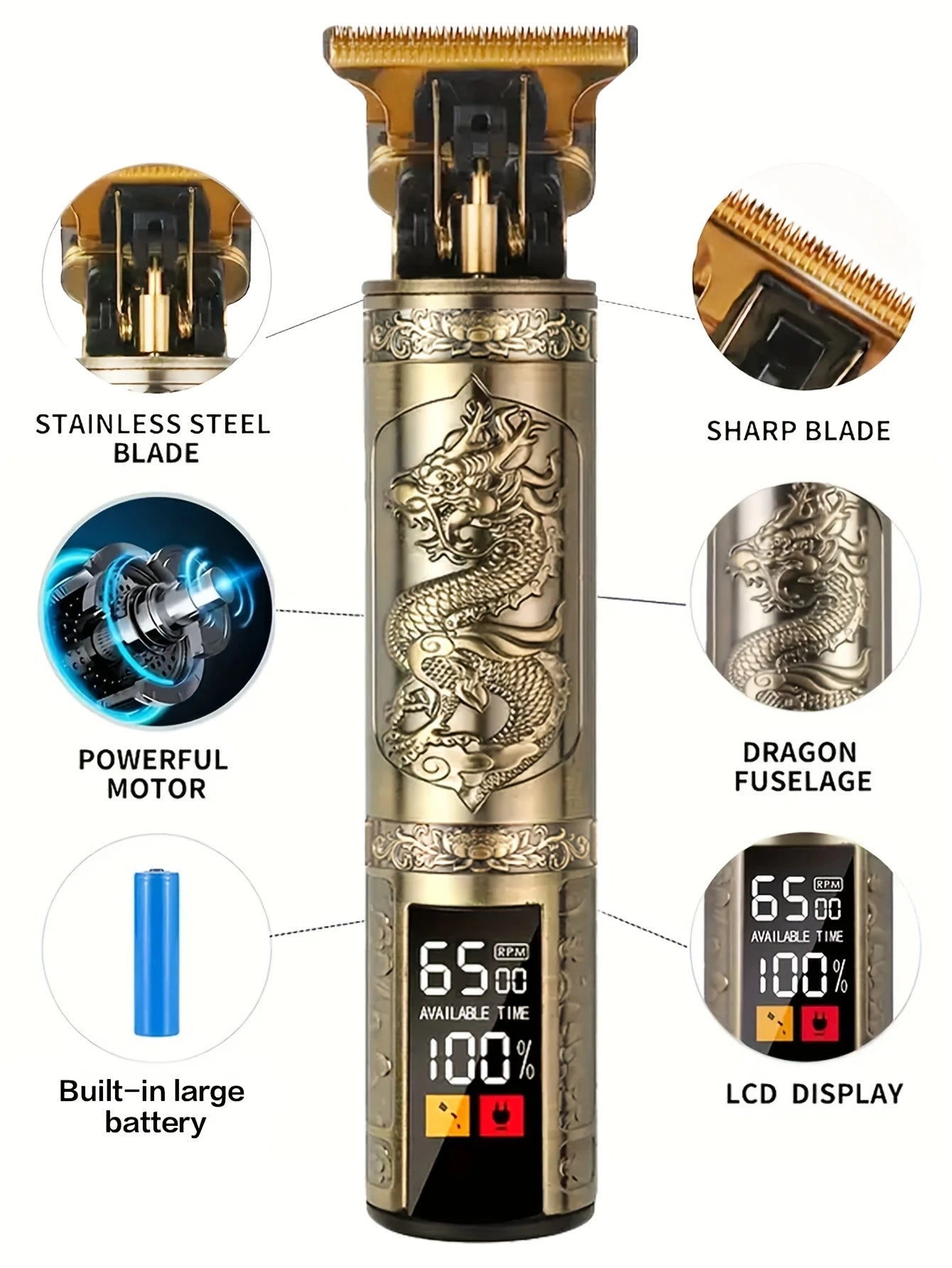 Kit de tondeuses à cheveux et tondeuses vintage professionnelles, ensemble de coupe de cheveux et de toilettage sans fil rechargeables pour hommes, tondeuse à barbe avec - DOGOMET DIGITAL PLUS