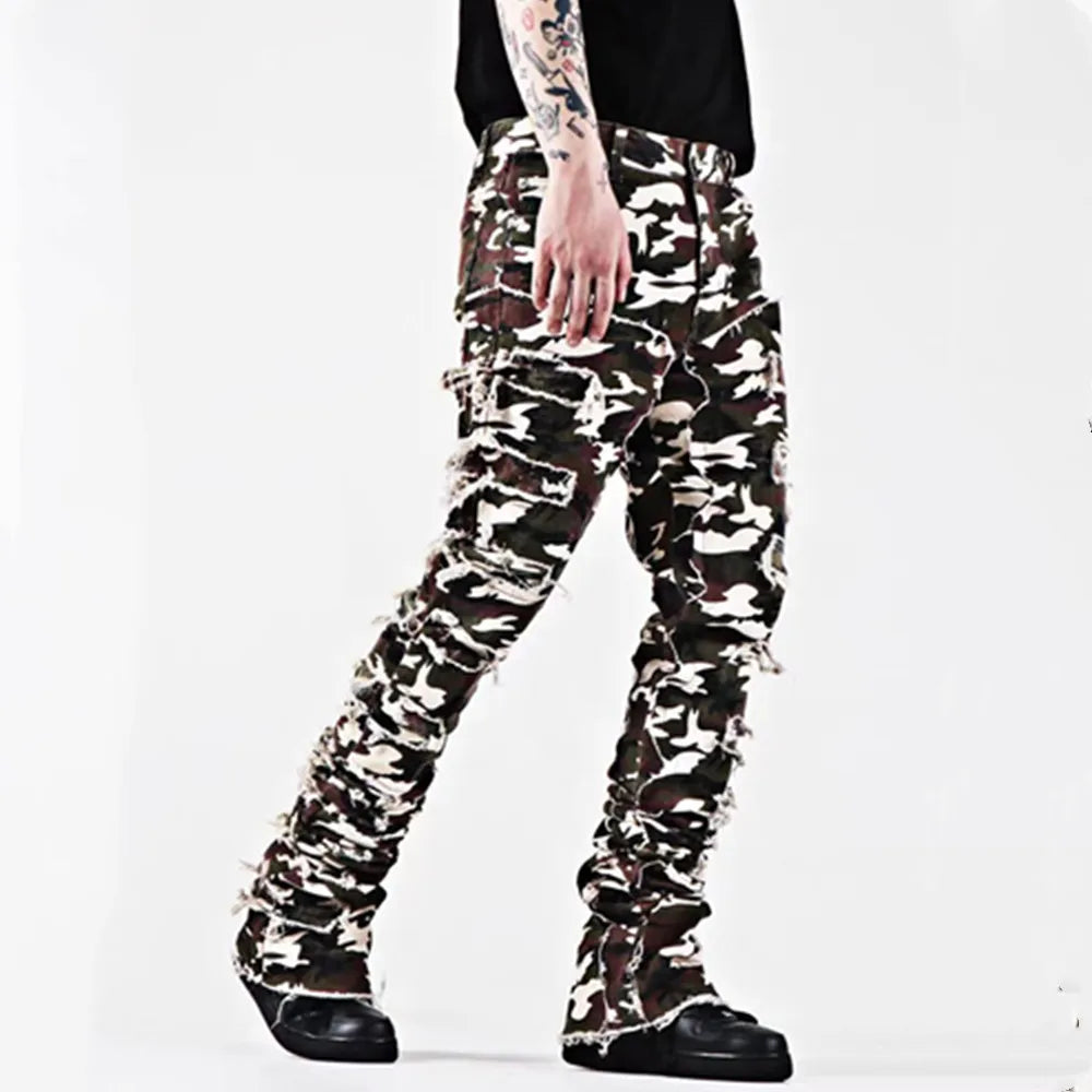 Kakan - New European and American Heavyweight Streetwise Stretch Patch Jeans for Men, High Street Straight Fit Long Jeans16-3001 - DOGOMET DIGITAL PLUS